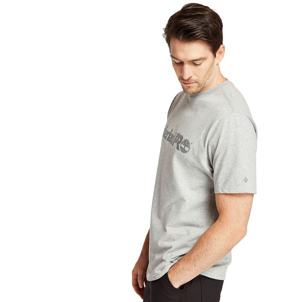 Camisetas Masculino - Timberland Pro® Short Sleeve Base Plate Wicking Logo - ZXTQO7203 - Cinzentas